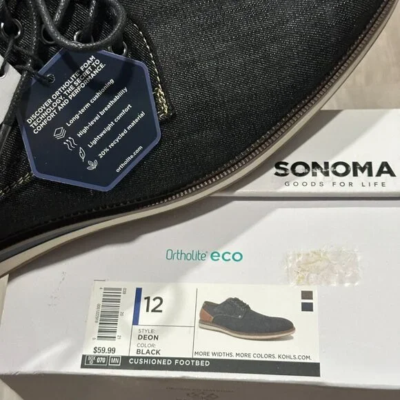 NEW Men’s Sonoma Ortholite Eco Cushion Footbed Blackmesh Trace Shoes Size 12 - Picture 6 of 8